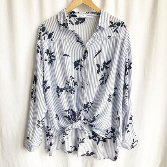 Maurice stripe and floral long sleeve button up - Picture 3 of 5